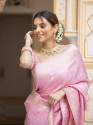 BABY PINK SAREES WITH HEAVY BROCADE WORK AND GOLD ZARI WORK BANARASI SOFT SILK SAREE  thumb 9