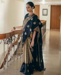 BANARASI SOFT SILK SAREE WITH COPPER ZARI WEAVING