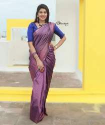 Beautiful Blue Colour Banarasi Silk Weaving With Zari Border Saree