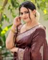 Beautiful Coffee Colour Kanjivaram Silk Saree With Blouse thumb 1