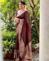 Beautiful Coffee Colour Kanjivaram Silk Saree With Blouse thumb 4