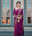 Beautiful Hot Purple Shine Kanjivaram Wedding Saree With Blouse