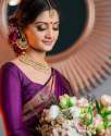 Beautiful Hot Purple Shine Kanjivaram Wedding Saree With Blouse thumb 4