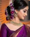 Beautiful Hot Purple Shine Kanjivaram Wedding Saree With Blouse thumb 5