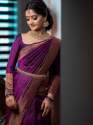 Beautiful Hot Purple Shine Kanjivaram Wedding Saree With Blouse thumb 7