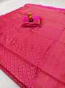 Beautiful Pink Banarasi Silk Weaving With Zari Border Saree thumb 1