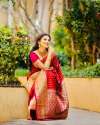 Beautiful Red Banarasi Soft Silk Saree  thumb 1