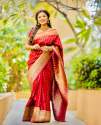 Beautiful Red Banarasi Soft Silk Saree  thumb 2