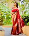 Beautiful Red Banarasi Soft Silk Saree  thumb 4