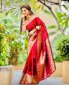 Beautiful Red Banarasi Soft Silk Saree  thumb 5