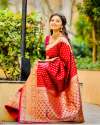 Beautiful Red Banarasi Soft Silk Saree  thumb 6