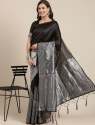BLACK BANARASI SOFT SILK SAREE WITH BLOUSE