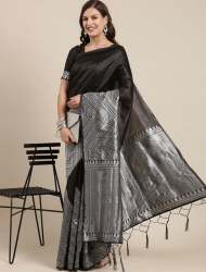 BLACK BANARASI SOFT SILK SAREE WITH BLOUSE