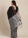 BLACK BANARASI SOFT SILK SAREE WITH BLOUSE thumb 1