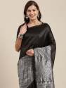 BLACK BANARASI SOFT SILK SAREE WITH BLOUSE thumb 2