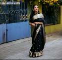 Black BANARASI SOFT SILK SAREE WITH GOLD  ZARI WEAVING thumb 1