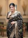 BLACK BANARASI SOFT SILK SAREE WITH GOLD ZARI WORK WITH BEAUTIFUL SAREE