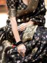 BLACK BANARASI SOFT SILK SAREE WITH GOLD ZARI WORK WITH BEAUTIFUL SAREE thumb 2