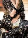 BLACK BANARASI SOFT SILK SAREE WITH GOLD ZARI WORK WITH BEAUTIFUL SAREE thumb 6