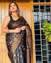 Black color Banarasi Soft Silk Sarees thumb 1