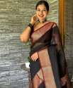 Black color with maroon border Banarasi Soft Silk Saree
