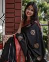 Black color With red Beautiful Border Banarasi soft silk saree