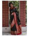 Black color With red Beautiful Border Banarasi soft silk saree thumb 1