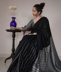 Black Colour All Over Design Banarasi Soft Kanjivaram Silk Saree With Blouse