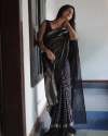 Black Colour Partywear Banarasi Soft Silk Saree