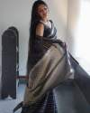 Black Colour Partywear Banarasi Soft Silk Saree thumb 1