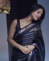 Black Colour Partywear Banarasi Soft Silk Saree thumb 5