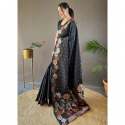BLACK GOLD & COOPER &SILVER ZARI WEAVING BANARASI SOFT SILK SAREE  thumb 1