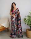 Black Kashmiri weaving Banarasi Soft Silk Saree