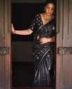 BLACK STRIPED BANARASI SOFT SILK SAREE  thumb 2