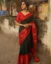 BLACK WITH RED BORDER COOPER ZARI WEAVING BANARASI SOFT SILK SAREE  thumb 3
