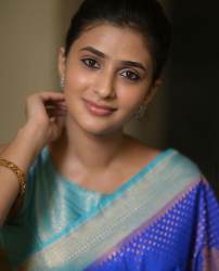 Blue color Banarasi Soft Silk Saree With Matching Blouse