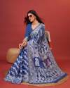 BLUE SAREE IN SOFT COTTON WITHTRENDY AND GRAND BEAUTIFUL RICH DESIGN SAREE thumb 3