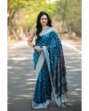 BLUE SAREES WITH HEAVY BROCADE WORK BANARASI SOFT SILK SAREE 