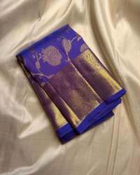 BLUE WITH BEAUTIFUL GOLD BORDER BANARASI SOFT SILK SAREE