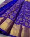 BLUE WITH BEAUTIFUL GOLD BORDER BANARASI SOFT SILK SAREE thumb 2