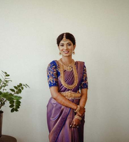 BlueTraditional Indian Kanjivaram Saree With Blouse