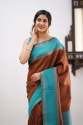 Coffee Color Soft Kanjivaram SilkWedding Saree With Blouse thumb 3