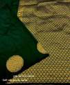 DARK GREEN BANARASI SOFT SILK SAREE WITH GOLD ZARI WEAVING SAREE thumb 3