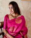 Dark Pink & Golden Kanjivaram Wedding Saree With Blouse thumb 5
