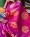 Dark Pink & Golden Kanjivaram Wedding Saree With Blouse thumb 7