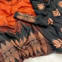 Designer Orange kanchipuram silk saree with zari work thumb 11