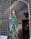 Esomic Green Banarasi Jacquard Silk Saree  thumb 3