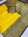 Esomic Present Sunny yellow Banarasi Silk Saree thumb 1