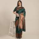 Fabulous Green Banarasi Pure Silk Kanjivaram Saree With Blouse