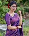 Fabulous Purple Banarasi Pure Silk Kanjivaram Saree With Blouse thumb 2